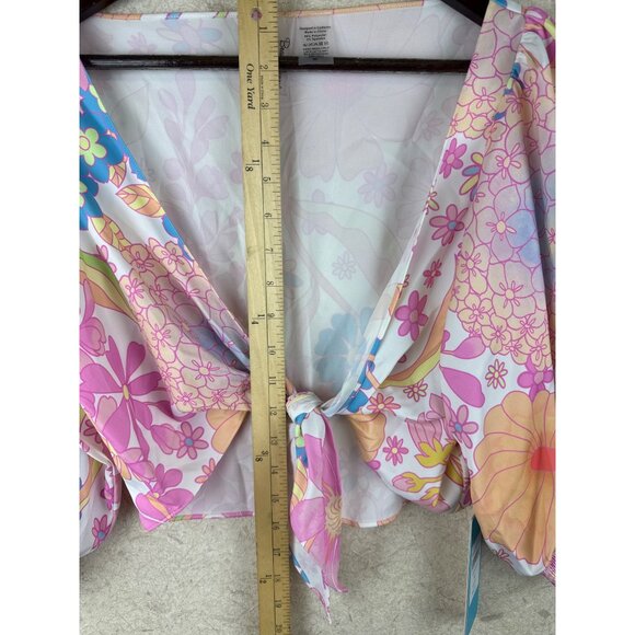 Beach Bunny Ruby Women's Crop Top Floral Swim Cover Up Front Tie Size Medium NEW - Picture 8 of 10